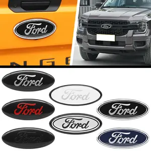 1Pcs 225mm 175mm 143mm 125mm Car Front Grill Emblem Rear Trunk Logo Badge Sticker Modification Auto Accessories For Ford Ranger S-Max Focus 2 3 4 Mk3 Fiesta Fusion Galaxy Mondeo MK4 Tourneo Ecosport Kuga edge Sticker For Cars Car Decals Truck Car Decal