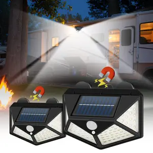 RV Magnetic Solar Lights Outdoor 100 LED Motion Sensor Exterior Lights with 3 Modes IP68 Waterproof for RV Camper Trailer Camping