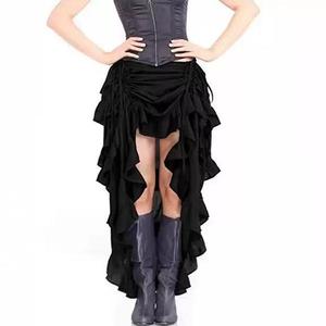VINTESSA Women's Steampunk Victorian Skirt Pirate Ruffle High Low Skirts Cosplay Costume 6388-D1 Black Womenswear