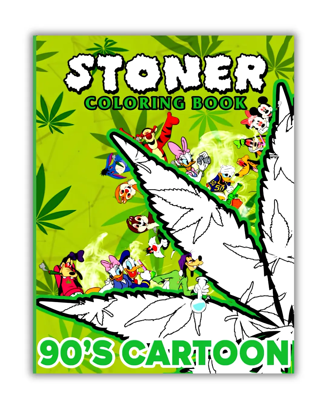 90's Cartoonish Stoner Coloring Book - 90 Pages High-Quality Weed Coloring Pages, Trippy Psychedelic Designs, Stress Reliever, Fun Adult Coloring, Relaxing Gifts