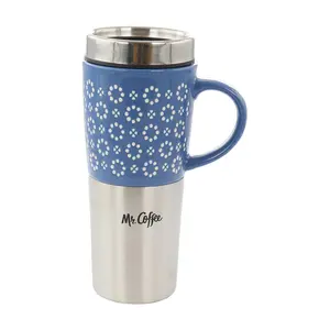 Mr. Coffee Travertine 16 Ounce Stoneware TravelMug with Lid