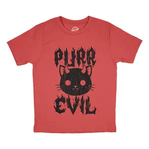 Youth Funny T Shirts Purr Evil Sarcastic Kitten Graphic Novelty Tee For Kids Funny T Shirts Funny Cat Short Sleeve Novelty Tees for Kids Red - Purr