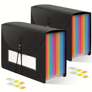 25-Grid Multi-Layer File Organizer, Plastic Expandable Folder, A4 Size Document Holder with Blank Labels, for Files, Bills, Receipts