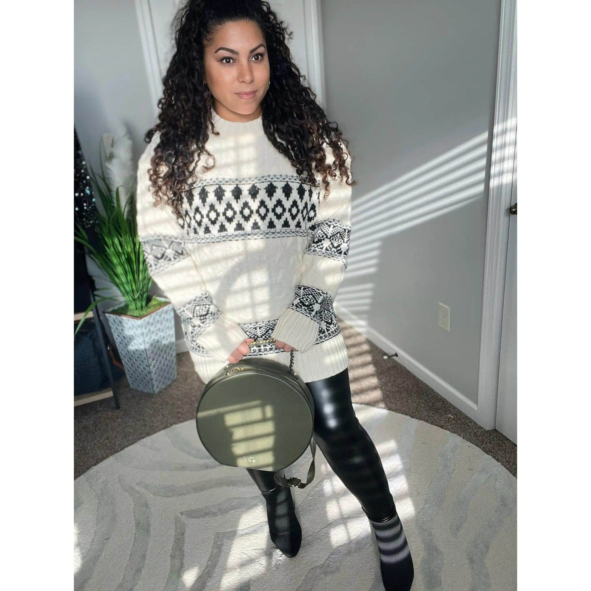 Softest crewneck white Aztec sweater