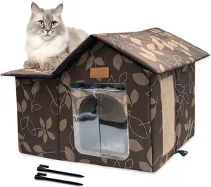 Outdoor  House,  House for Indoor and Outdoor Use - Insulated and WeatherproofWaterproof Shelter for Stray Cats (19.5''x17.5''x13.5'')