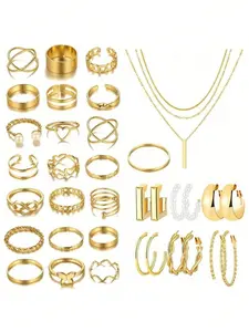 Elegant Vintage Middle Eastern Style Jewelry Set (35/58/61/68 Pcs), Imitation Pearls & Rhinestones Accents Jewelry for Parties and Daily Wear, Bracelets, Necklaces