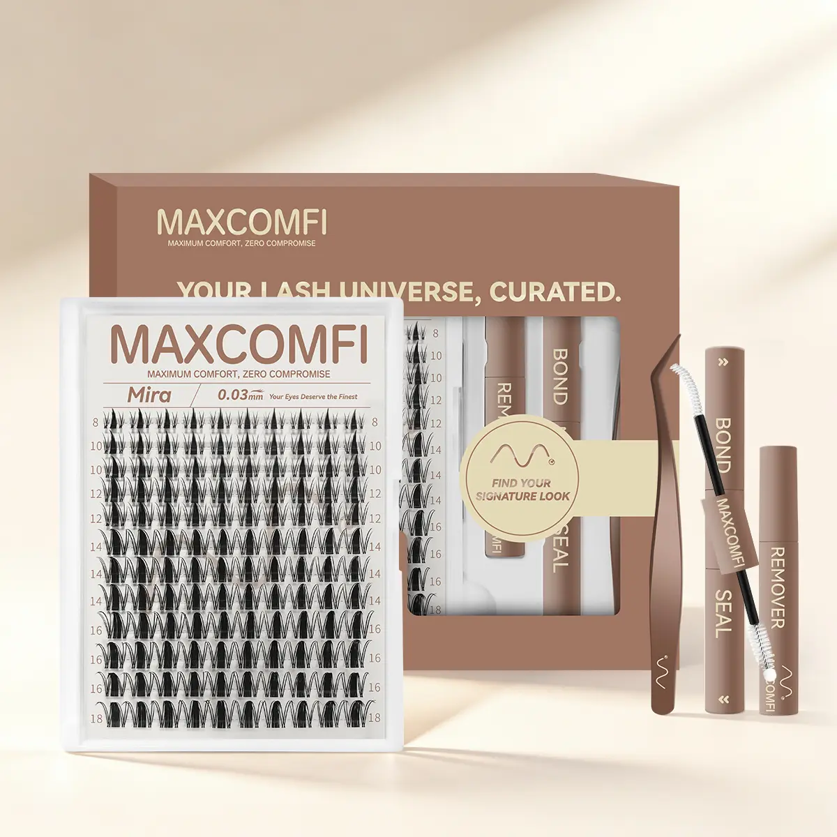 MaxComfi Mira Manga Lash Cluster, DIY Eyelash Extensions for a Natural Voluminous Look, Super Soft with a Thin Band for Beginners, Long-Lasting & Waterproof, Cluster Lashes