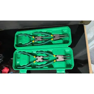 4- Snap Ring Plier Set, 7 in (17.8 cm) Round Nose C-Clamp, for Snap Ring Removal, with green Storage Case