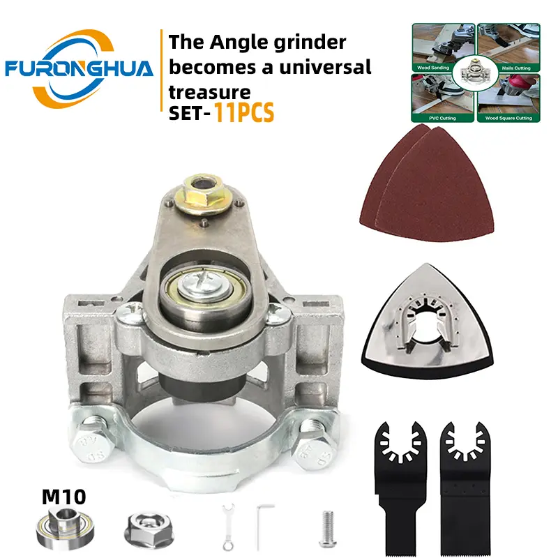 Electric Angle Grinder Oscillating Adapter, 5-Function Multi-Tool with 100-115mm 304 Stainless Steel Components, Quick Change for Wood Metal Plastic Cutting, Shoveling, Trimming – DIY Renovation Hand Tool