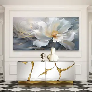 Large White Floral Canvas Wall Art, Beautiful LargeWhite Floral Paintings, Gorgeous, Elegant And Fresh, Used For Bathroom,Bedroom, Living Room, Office Mural Decoration