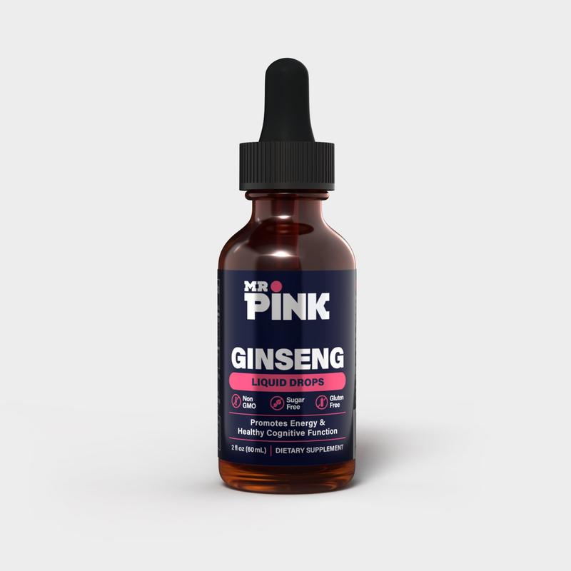Ginseng Liquid Drops for Energy | Focus Brain Health & Stress Relief | Non-GMO, Sugar Free |Boost Energy & Stamina |  Dietary Supplement by MR. PINK