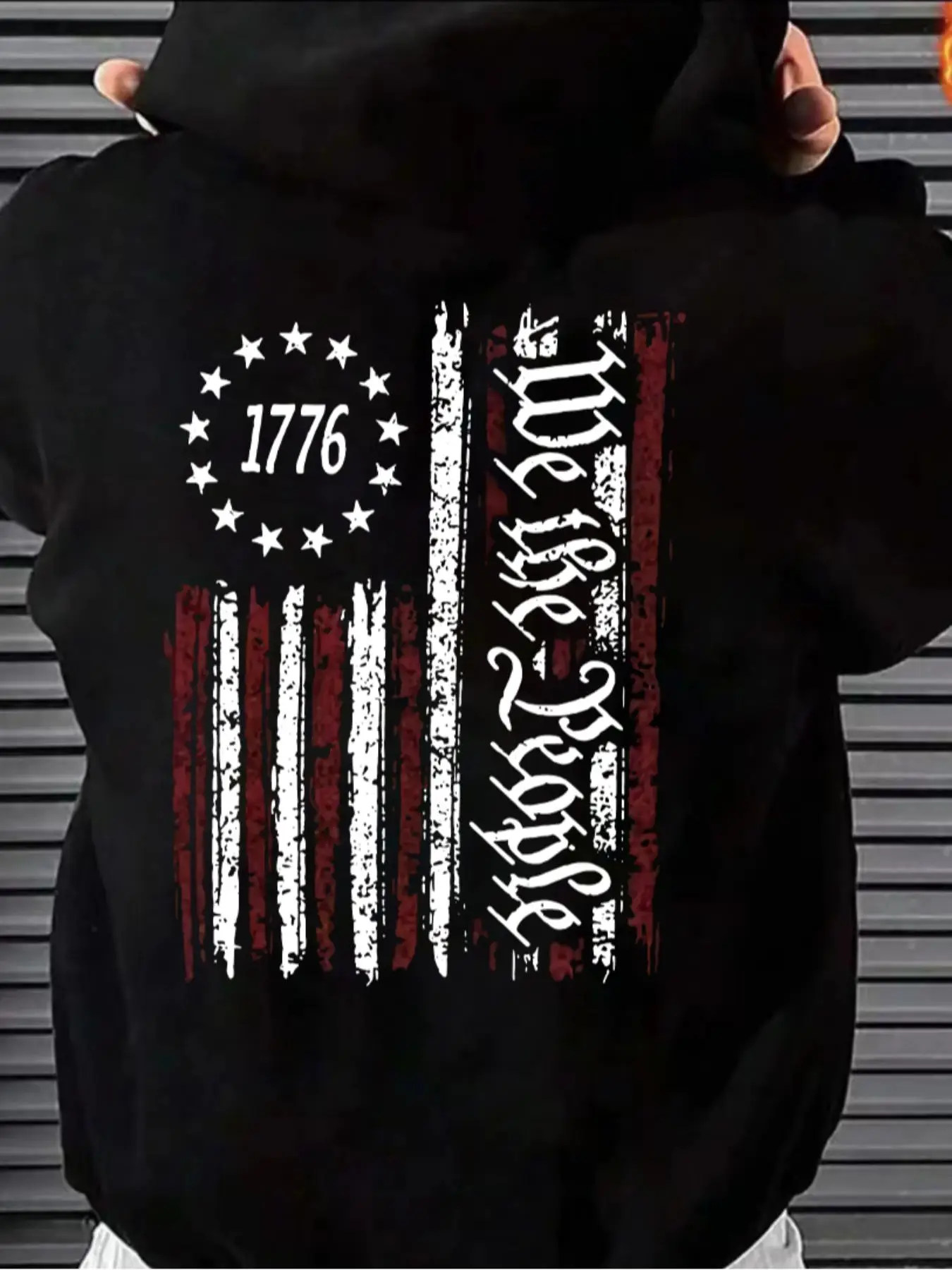 Men's Graphic Drop Shoulder Essentials 4th Of July Hoodie, Fall Outfits, Fallfreshness Regular Fit Streetwear Casual Drawstring Pocket Hooded Sweatshi