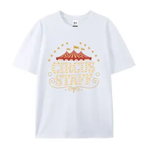 Circus Staff Graphic Tee Shirt Vintage Carnival Theme Birthday Party Uniform Costume for Men and Women Unisex Cotton Top Family Matching Event Staff Outfit Halloween Party