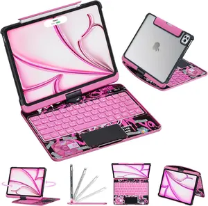 iPad Mini Case with Keyboard, 360° Rotating Design, 7-Color Backlit Keys, USB Rechargeable and Detachable Drawer Pencil Holder