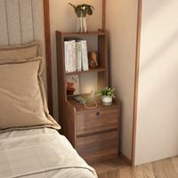 Wood+MDF+Nightstand with Charging Station