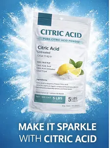 99% Pure Citric Acid Powder 100% | 5lb | Industrial | Heavy Cleaning | Lime Scale| PH Adjuster | Photography| Non-Food Grade |