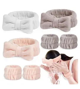 Terry Cloth 7 Pack Face Wash Headband and Wristband Set for Women Soft Comfortable Absorbent Microfiber Fleece Ideal for Spa Skin Care and Daily Use