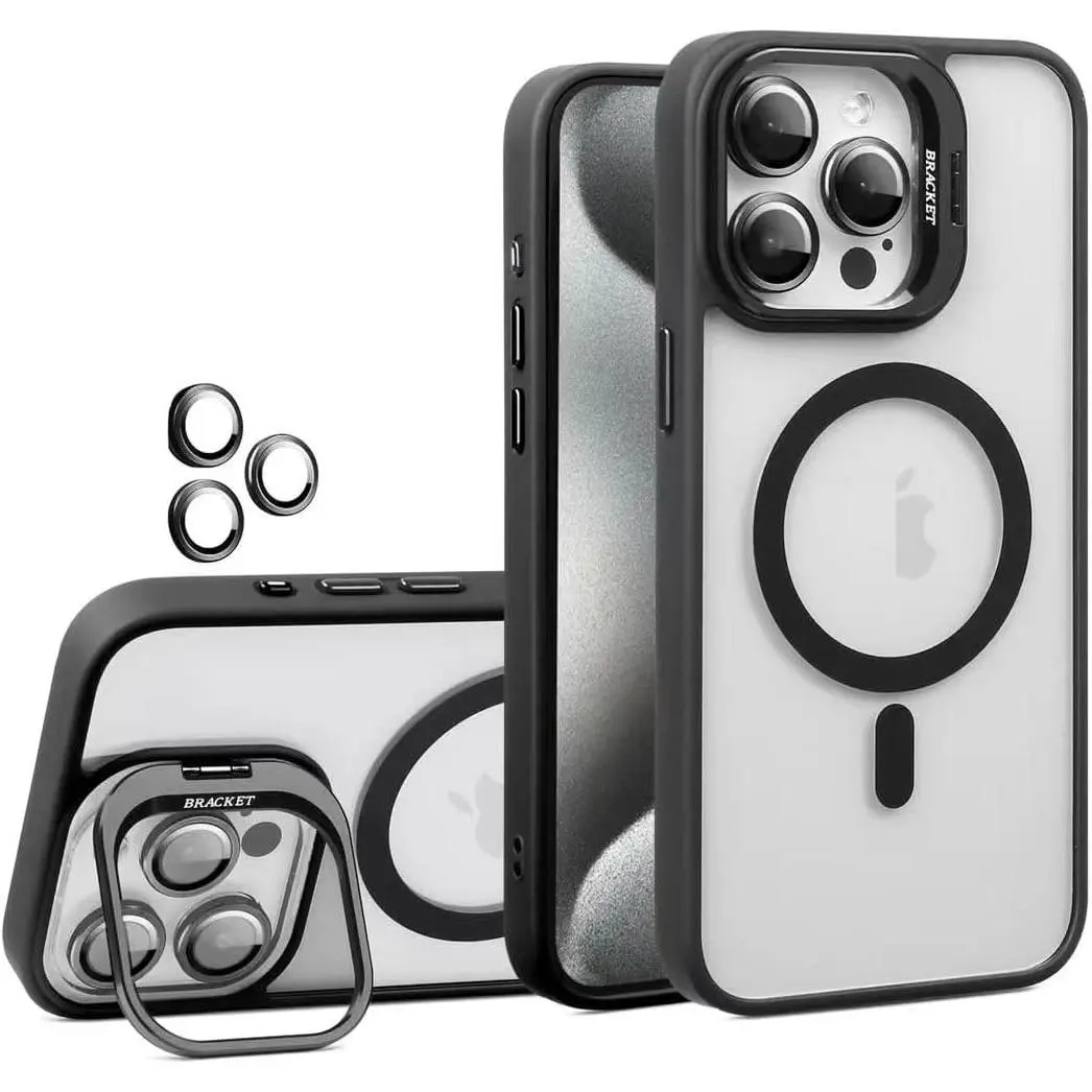 Magnetic Phone cases for iPhone 17 Pro Max 16 15 14 13 12 Pro Max Plus case-Shock Military-Grade Rugged Phone, Slim,Scratch-Resistant, Precise Cutouts,Kickstand, Anti-Slip Grip,Durability,Protective Covers case for iphone 17 Pro Max,Black