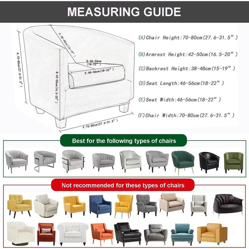 Club Chair Slipcover Jacquard Tub Chair Cover Stretch Armchair Covers Sofa Cover Furniture Protector for Living Room (A51)