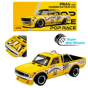 Pop Race 1:64 Pandem Datsun 620 pickup Mooneyes Yellow #250