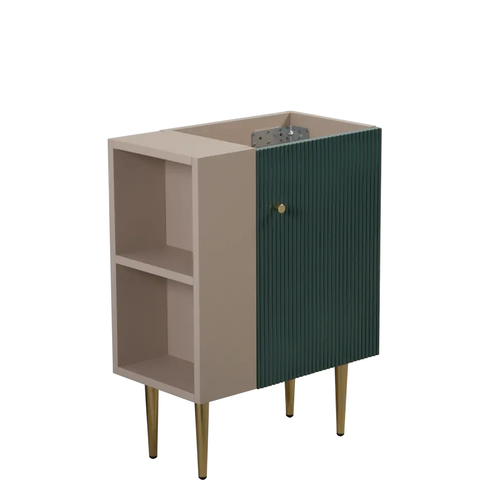21.6in High-Quality Craftsmanship Wood Vanity Base Cabinet - Left-Side Open Shelf, Green, Easy Install, Expandable, Quiet & Convenient, Exceptional Stability, Ample Storage, Model 24V06-21LVL-W1920P385633, Assembly Required, Quiet And Convenient