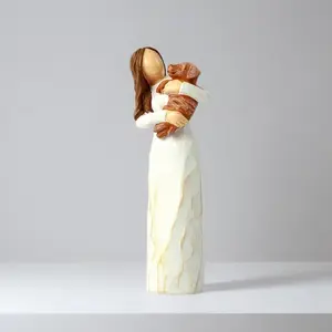 Resin Sculpture of Girl Holding Dog, Decorative Sculptures, Resin Figurine Statue, Nordic Style Healing Figure, Cozy Home Decor, Pet Lover Gift, Living Room Desk Art