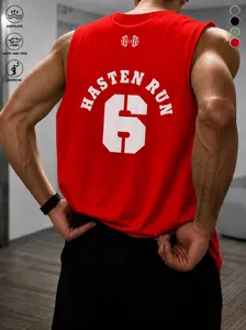 Men's Letter Print Sleeveless Fitness Vest, Multicolor, Wide Shoulder Design, Breathable Stretch Fabric, Training Sports & Casual Street Style, Trendy Muscle Cut for Men Yoga Gym Activewear tank tops for men