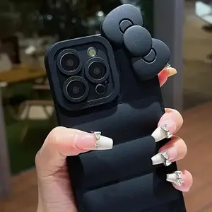 Bow Decor Phone Case, Cute Phone Protective Cover, Shockproof Phone Cover, Phone Accessory Compatible with iPhone 11 12 13 14 15 Pro Max, Casing
