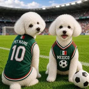 Personalized Mexico Pet Soccer Jersey, Soccer Outfit for Dogs Cats, Mexico Football Shirt Name Number, Cute Puppy Sportswear