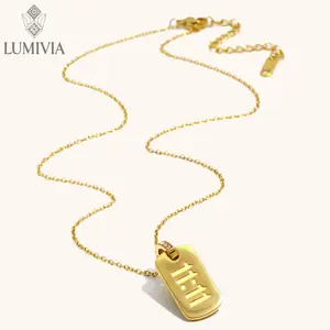 Graduation Season Gift: Fashionable and Versatile Personalized Pendant, Stainless Steel 18K Gold Plated with Diamond Inlay, 11:11 Square Pendant Necklace for Women