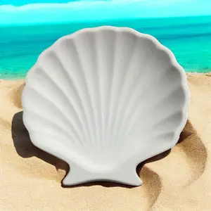 Handmade Sea Shell Tray - Ideal for Home Decor & Jewelry Storage - White Scallop Design - Coastal Themed Decorative Plate