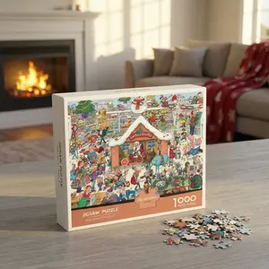 Adult Art Puzzles: 6 Unique Designs - 1000 High-Quality White Cardboard Puzzles for Adults (Santa Claus, Christmas Shop, Bridge and Stream, Sunflower, Cinque Terre, Sailboat) Suitable as Christmas gifts for couples, friends,family, etc.