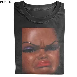 Crying Black Barbie Short-Sleeved Funny Tee - Vintage Graphic Tee – Menswear & Womenswear – Streetwear Tops – Casual Cotton Crewneck Shortsleeve T-shirt