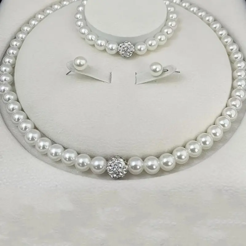 Elegant Faux Pearl Decorated Jewelry Set, Exquisite Trendy Necklace & Earrings & Bracelet, Chic Jewelry Set for Party & Wedding Decor