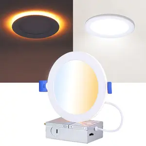 Comiled 48 Pack 3/4/6/8 Inch 5CCT LED Recessed Lighting with Night Light, 2700K/3000K/3500K/4000K/5000K Selectable Ultra-Thin LED Recessed Ceiling Lights, 120V, Dimmable Canless Wafer Downlight