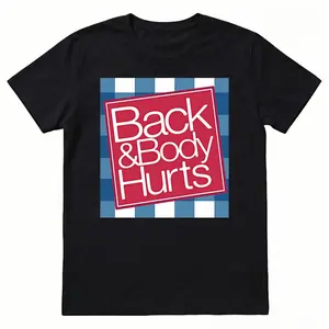 HAGBDH Summer T-shirt elaxed Fit Graphic T Shirt for Men - Casual Short Sleeve Tee with Funny 'Back And Body Hurts' Print for Summer, Spring