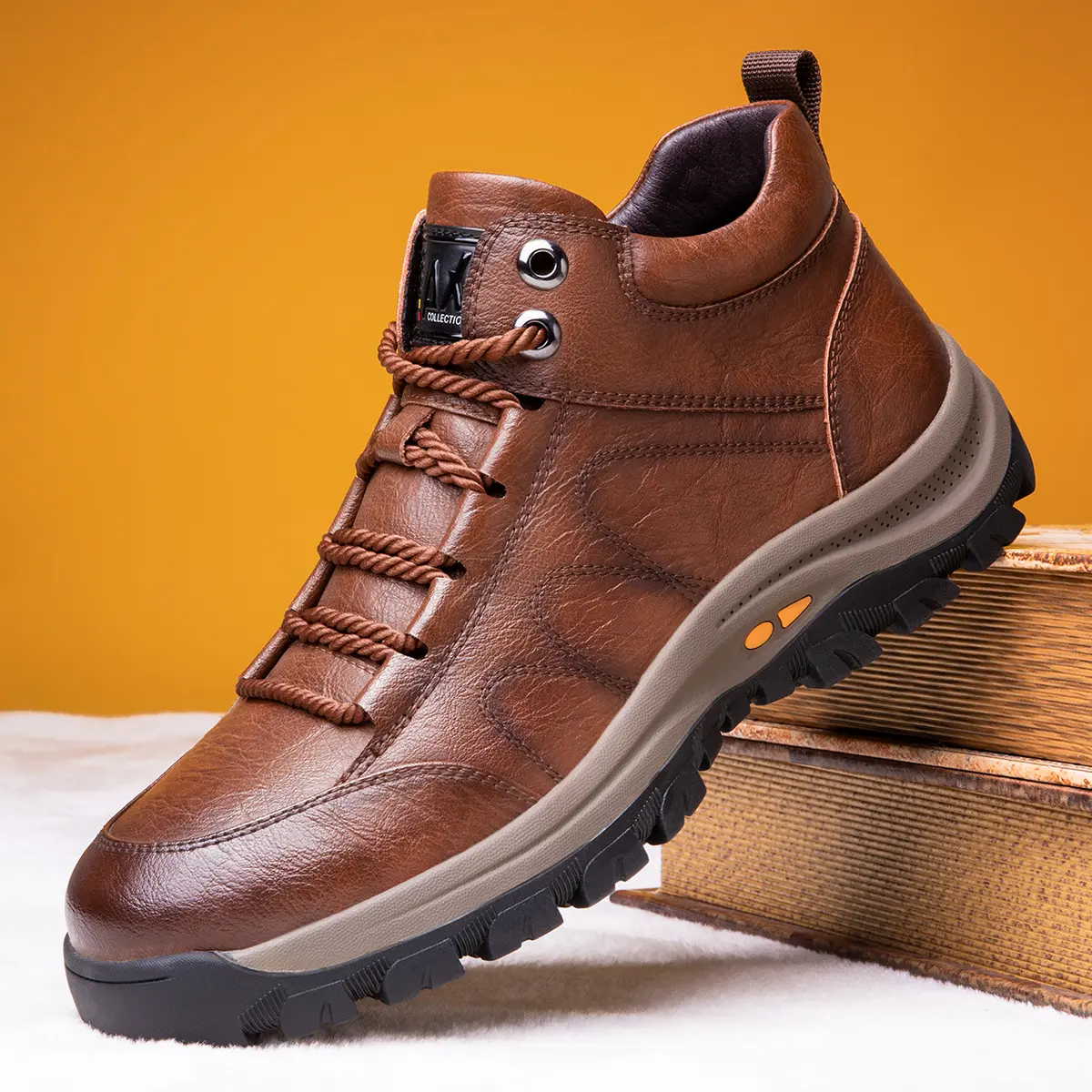 DINAOR Men's Hiking Shoes Mid-top Warm Comfortable Stylish Boots Suitable For Outdoor Walking