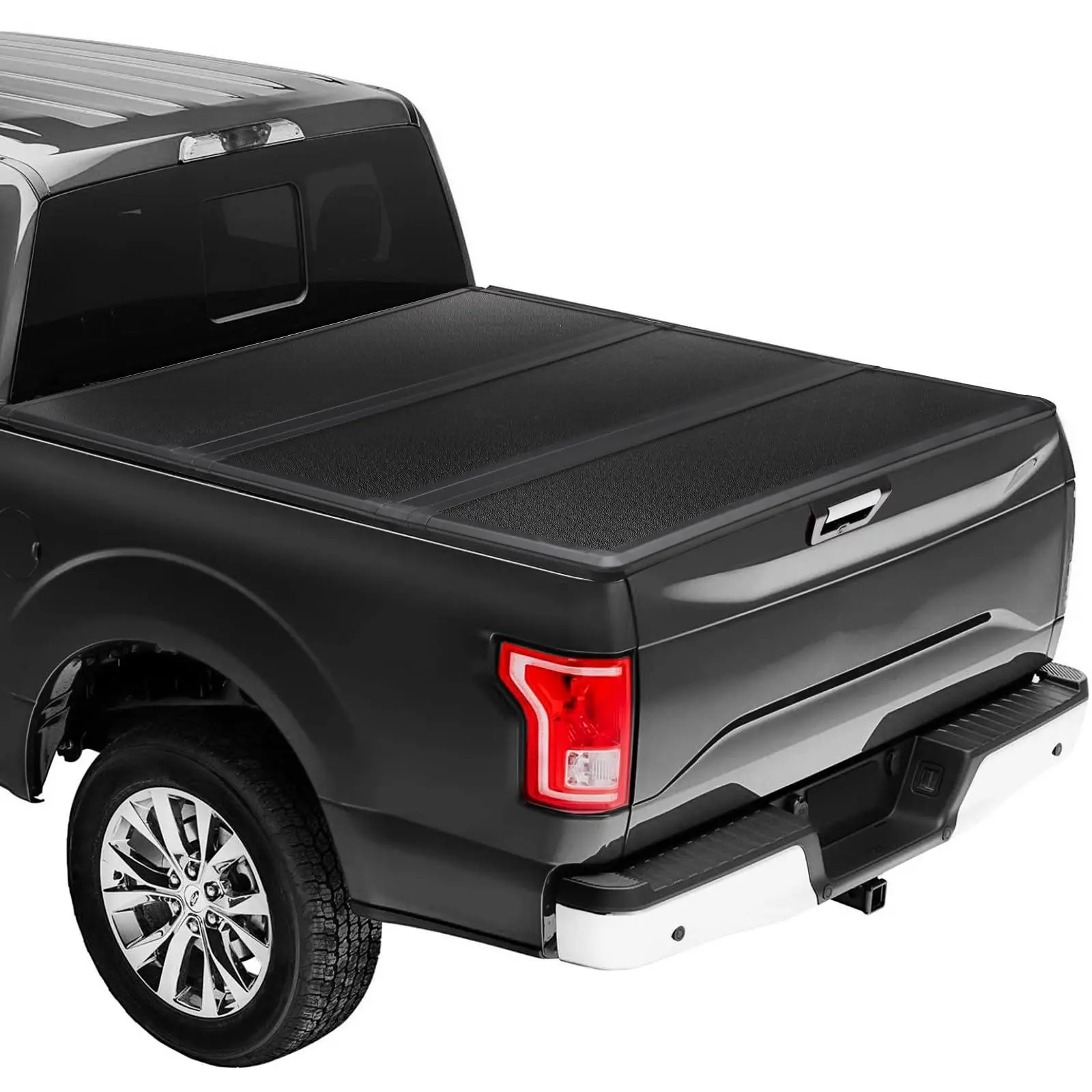 Hard Tri-Fold Durable Heavy Duty Drill-Free Truck Bed Cover, 500lb Capacity Black Cover Compatible with 2020-2024 Jeep Gladiator Styleside 5ft Bed