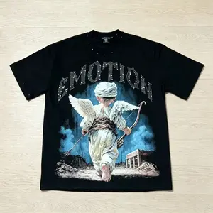 MIXED EMOTION Short-sleeve T-shirt Black White Men Women Couple Loose Streetwear Y2K Sparkle Print Cotton Tees
