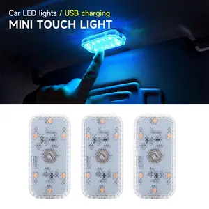 Portable Car Interior Dome Light Finger Touch Sensor Mini LED Reading Lamp Car Roof Magnets USB Charging Atmosphere Lamp Car Interior Lighting Car Ambient Lighting