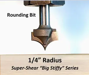 1/4" Radius Round Over Router Bit, 1/4" Shank (Corner/Edge Rounding)