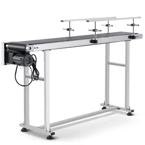 VEVOR Belt Conveyor, Summervibes, 59 x 7.8 inch Conveyor Table, Heavy Duty Stainless Steel Motorized Belt Conveyor for Inkjet Coding Applications Powered PVC Belt Anti-Static Adjustable Speed (Double Guardrail)