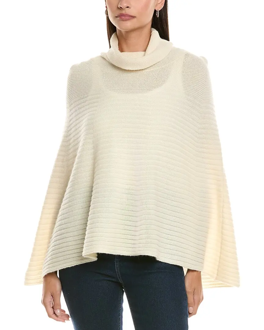 Forte Cashmere Circular Rib Cashmere & Wool-Blend Poncho