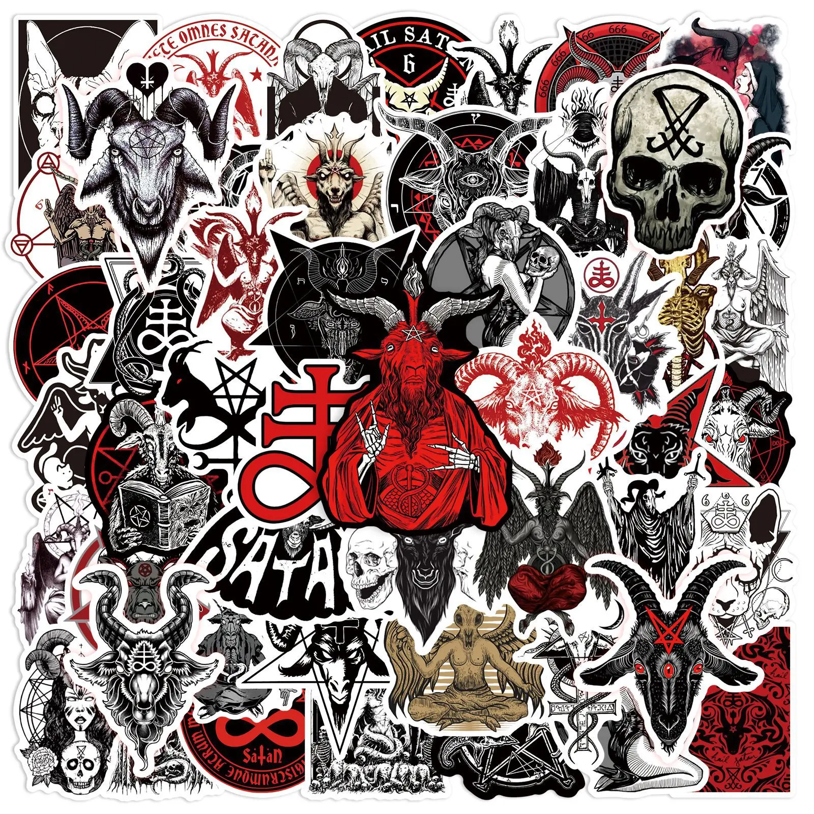 50pcs Devil Series Stickers for Scrapbooks Journals Laptops Water Bottles Cars, Sticker Decals, Side Decals, Inspirational Faith-Based Designs, Positive Message Gifts, Halloween Includes Sticker