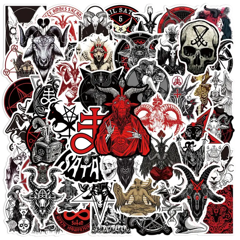 50pcs Devil Series Stickers for Scrapbooks Journals Laptops Water Bottles Cars, Sticker Decals, Side Decals, Inspirational Faith-Based Designs, Positive Message Gifts, Halloween Includes Sticker