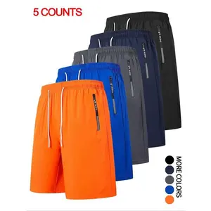 Men's Zipper Pocket Shorts, Quick Drying Breathable Shorts, Casual Comfy Shorts for Summer, Men's Bottoms for Daily Wear, Solid Sports Shorts