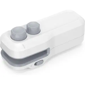 2 in 1 Mini Bag Sealer, Chip Bag Sealer with Sealer & Cutter, Dual Heating Wire Bag Sealer for Plastic Bags Snacks & Food Storage, USB Rechargeable, Mini Vacuum Sealers,White