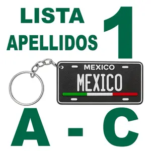 APELLIDOS A-C Llavero de Plastico de Mexico Personalizado Estilo Mini Placa o Matricula en 3D | Custom Last Names Keychain Mexican Mini License Plate Design | Llaveros Personalizados de Plastico PLA Plastic Keychains