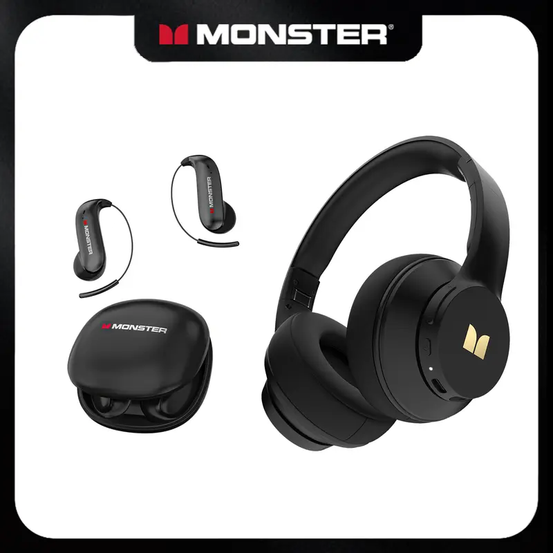 Monster AC530 Open-Ear Mic Headset, Dual-Fold Design, Mic Noise