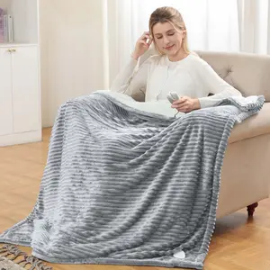 Heated Blanket Electric Throw - Soft Flannel Electric Blanket 50" x 60", Heating Blanket with 10 Time Settings, 6 Heat Settings, Machine Washable with Over